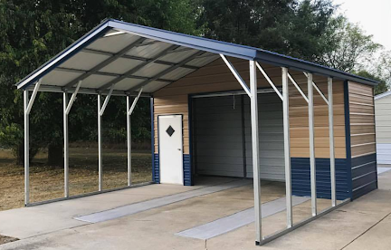 18x25x8 Vertical Roof Carport + Storage