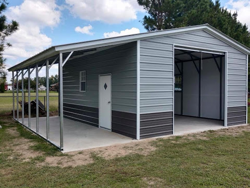 28x30x10x7.5 Vertical Roof Garage + Lean To