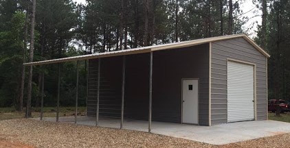 28x30x11x8.5 Vertical Roof Garage + Lean To